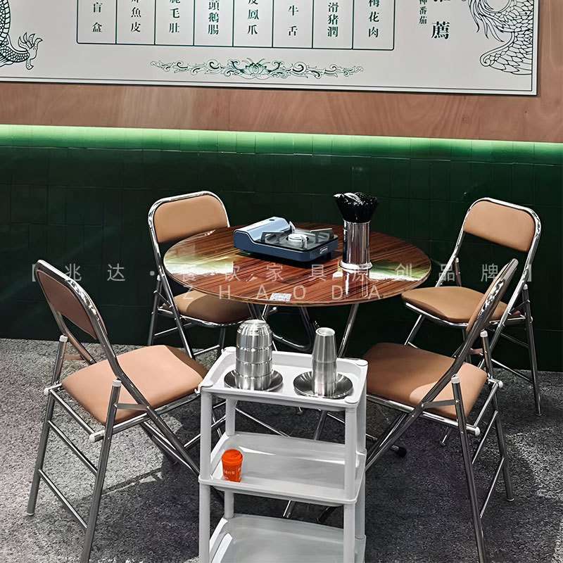 网红夜市大排档折叠桌现代家用1米圆桌方桌收纳折叠椅1.2米吃饭桌