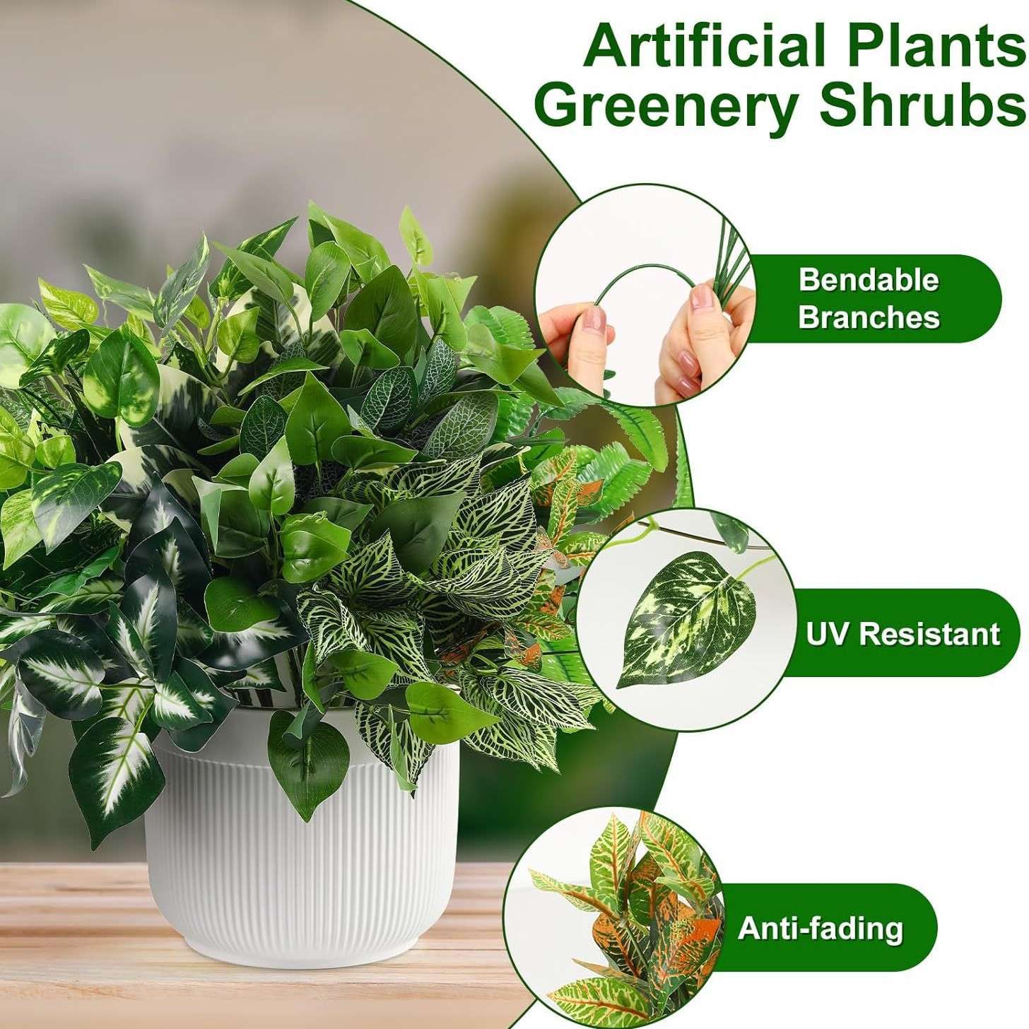 跨境蕨类植物7叉波斯草人造仿真绿植波士顿户外植物装饰塑料水草
