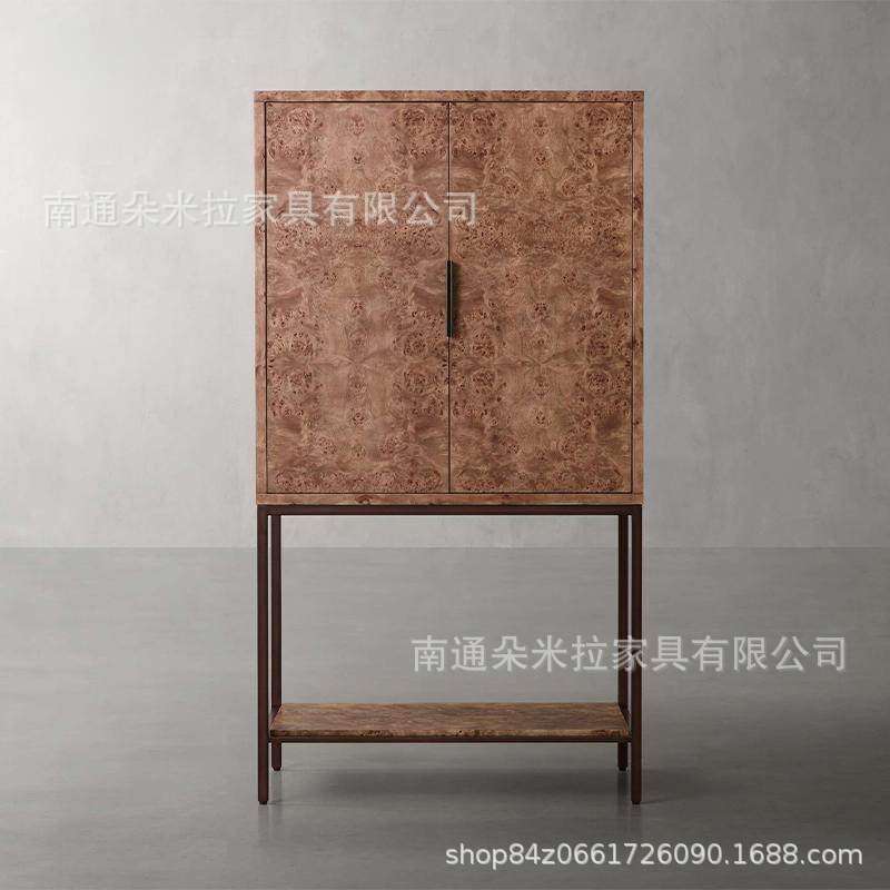美式乡村酒柜客厅2026新款靠墙树瘤皮柜法式复古餐边柜