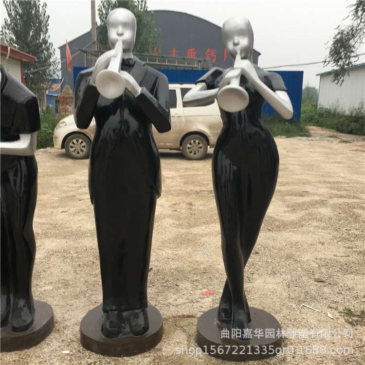 玻璃钢抽象音乐人雕塑 吹拉弹唱乐队人商业街公园广场 景观雕塑