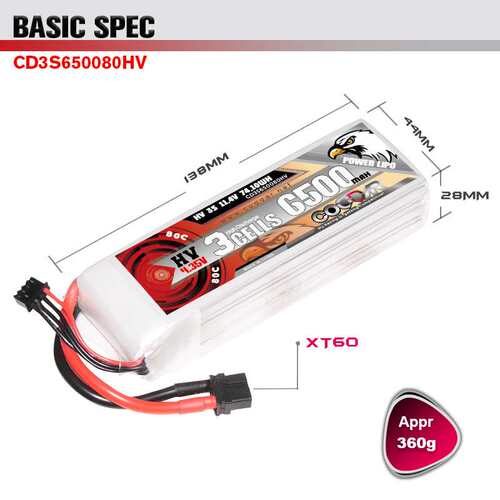 CODDAR鹰氪6500MAH 3S 11.4V 80C 船模RC车模 航模固定翼高压LIHV