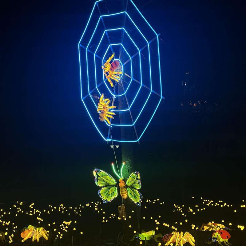 户外发光蜘蛛网灯仿真动态蜘蛛灯景区公园景观亮化工程草坪昆虫灯