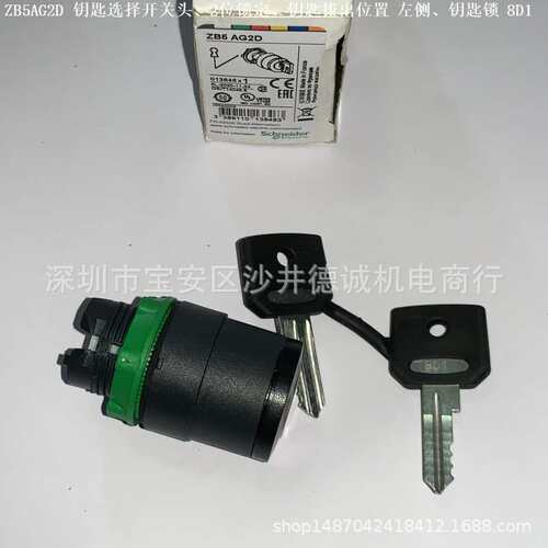 ZB5AG2D ZB5-AG2D 钥匙选择开关头 两档自锁、钥匙左侧可取出