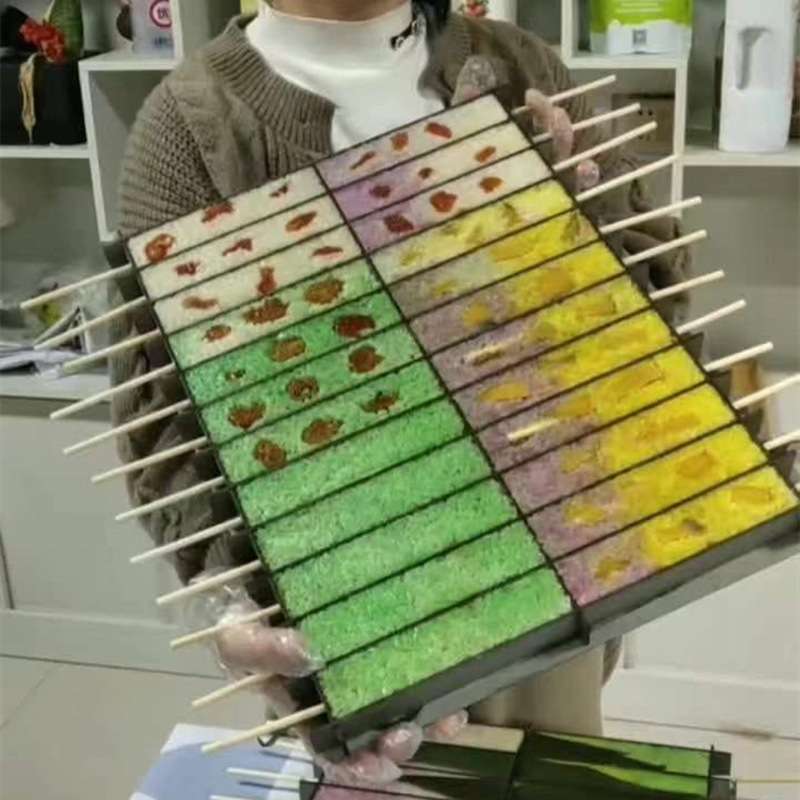 手工制作美食七彩糯米糕街边小吃 #水果糯米糕