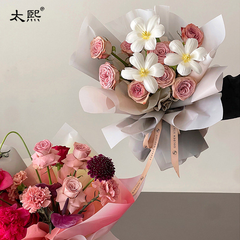 糖果琉璃渐变色防水包花纸鲜花花束包装材料花店DIY手工包装纸图片