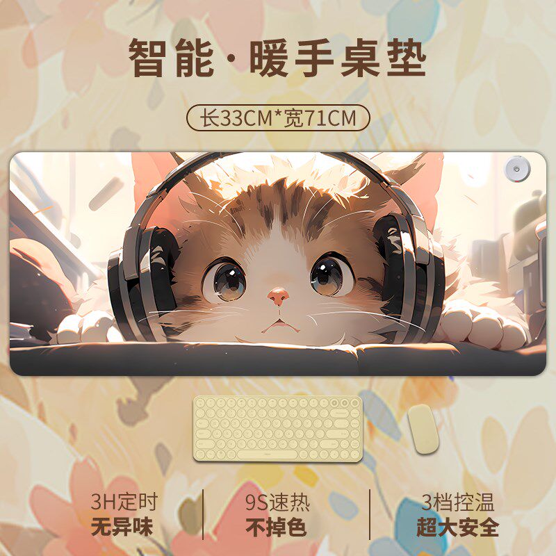 发热暖桌垫加热鼠标垫超大办公室暖手垫学生写字台电热取暖台垫