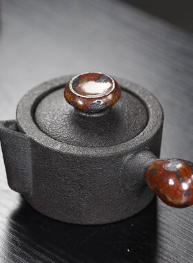 宜兴紫砂壶茶具公道杯有柄分茶器还原柴烧手工手捏侧把公杯煮茶器