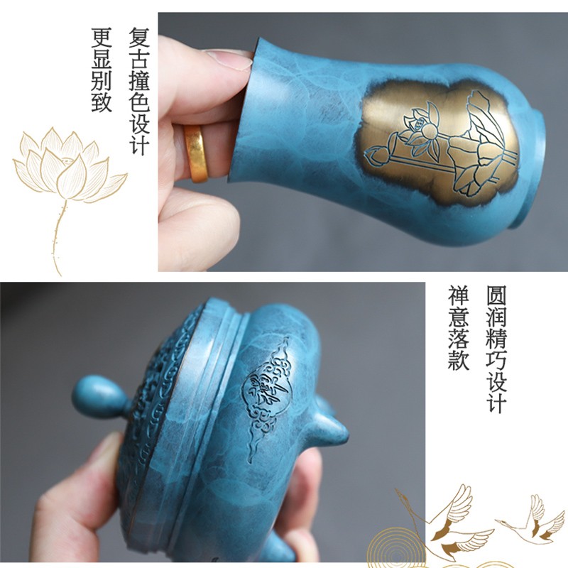 高档纯黄铜烧蓝香道用具入门套装香篆炉家用打香篆工具香粉送礼