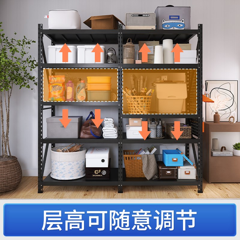 黑色五层洞洞板货架仓储多层置物架c2仓库地下室阳台家用架子t1