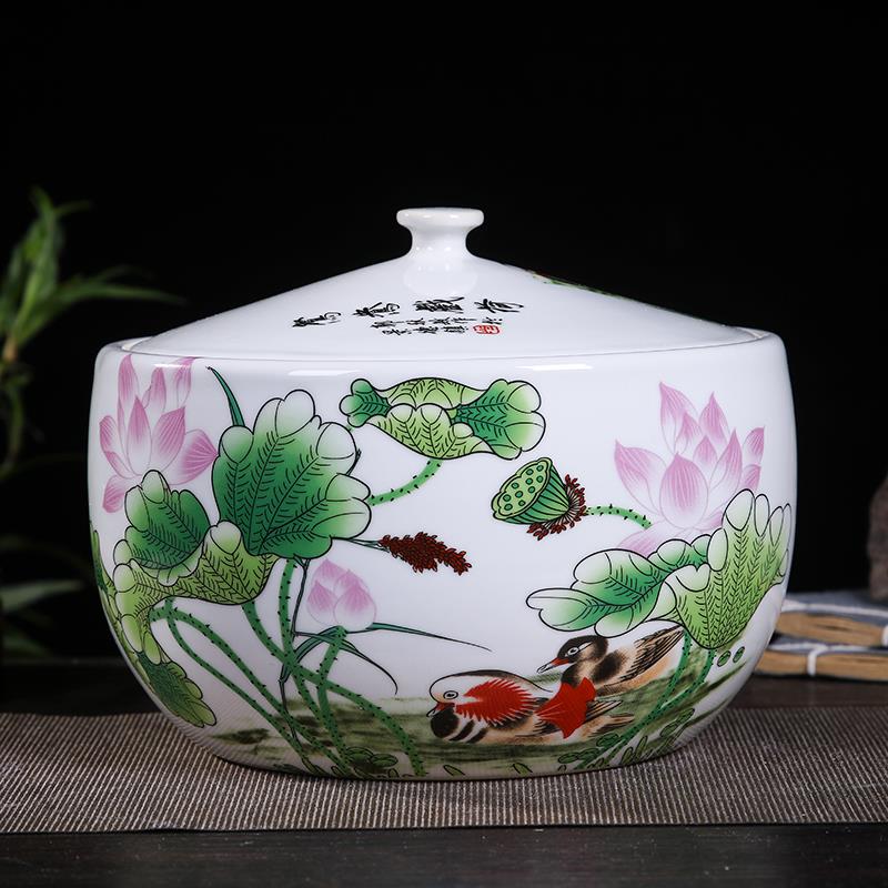 景德镇陶瓷储物罐家用带盖零食罐米酒茶叶猪油罐装饰摆件防潮防虫