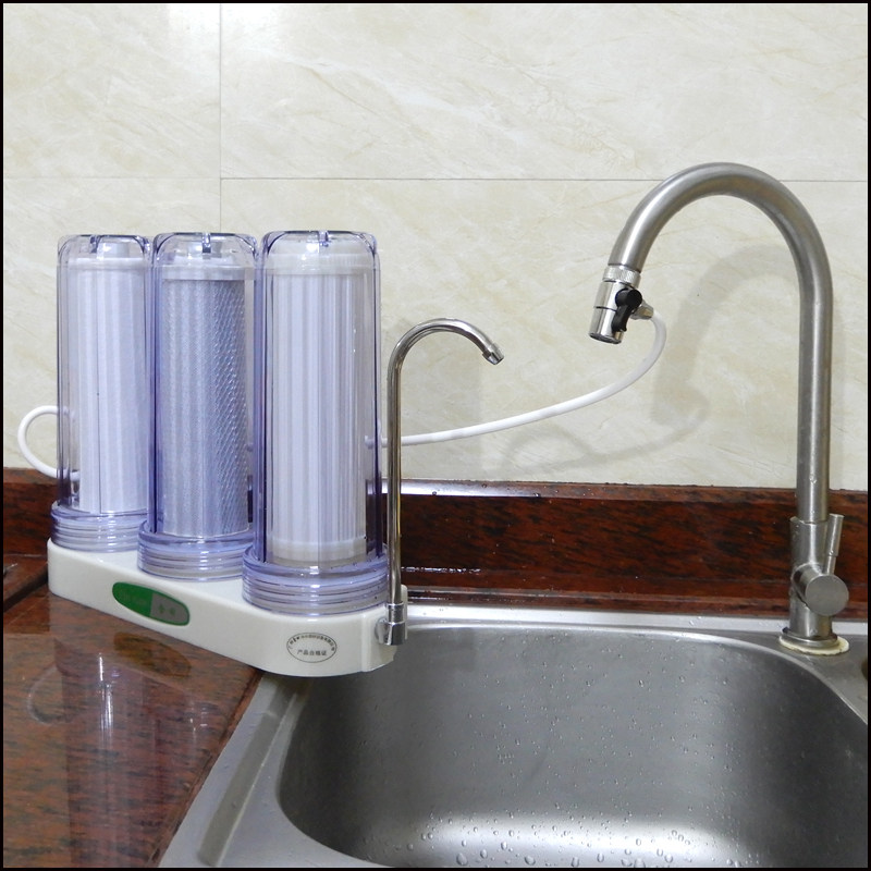 金田008A三级超滤净水器 家用台式三级厨房台式净水器 三筒过滤器