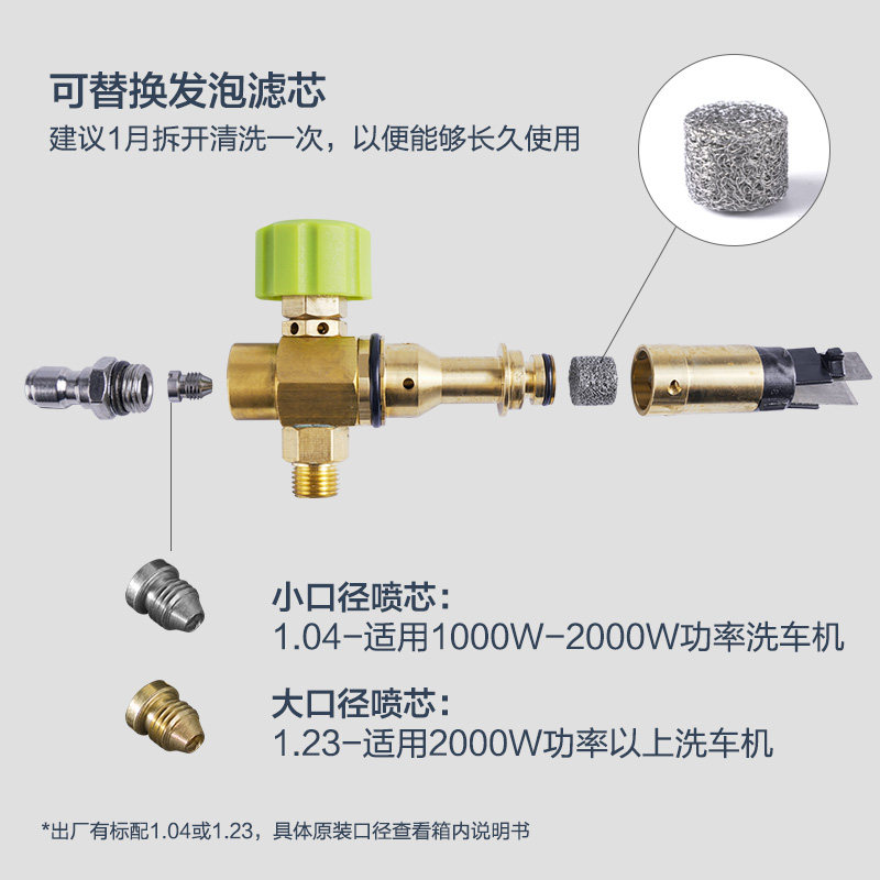 绿田雪炮PA壶家用版高压洗车机发泡神器 简易家用洗车泡沫喷壶