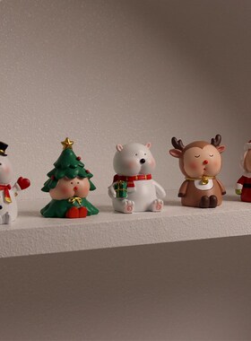 圣诞节蛋糕圣诞老人小动物家居装饰品礼品桌面摆件雪人麋鹿圣诞树