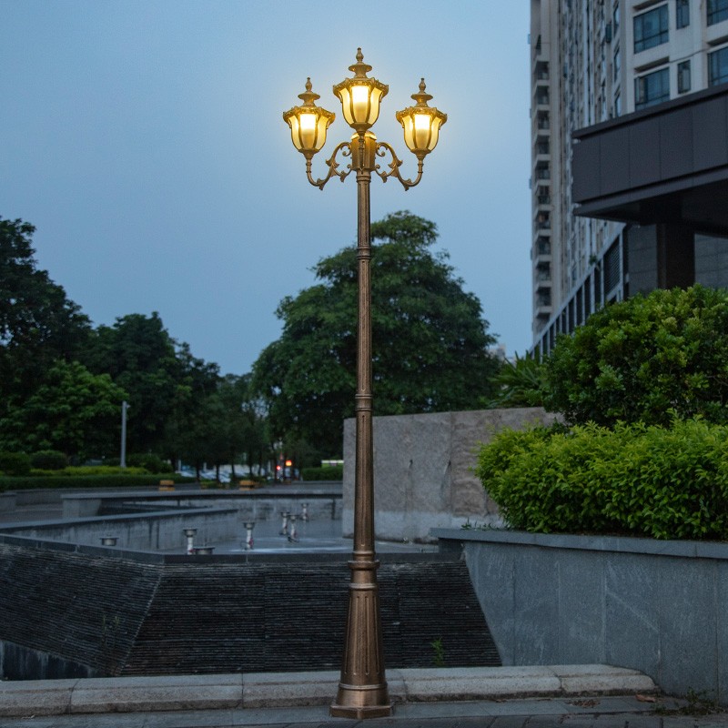 户外路灯景观高杆灯双头铝材庭院灯防水led欧式花园别墅3米院子灯