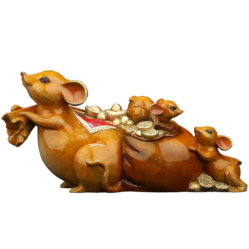 《满载而归》铜老鼠摆件 招财鼠生肖贺岁新年家居客厅装饰工艺品