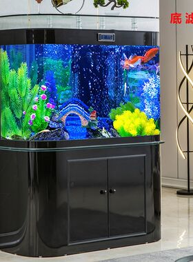 鱼缸客厅2023新款浮法玻璃智能轻奢客厅家用靠墙落地水族箱免换水