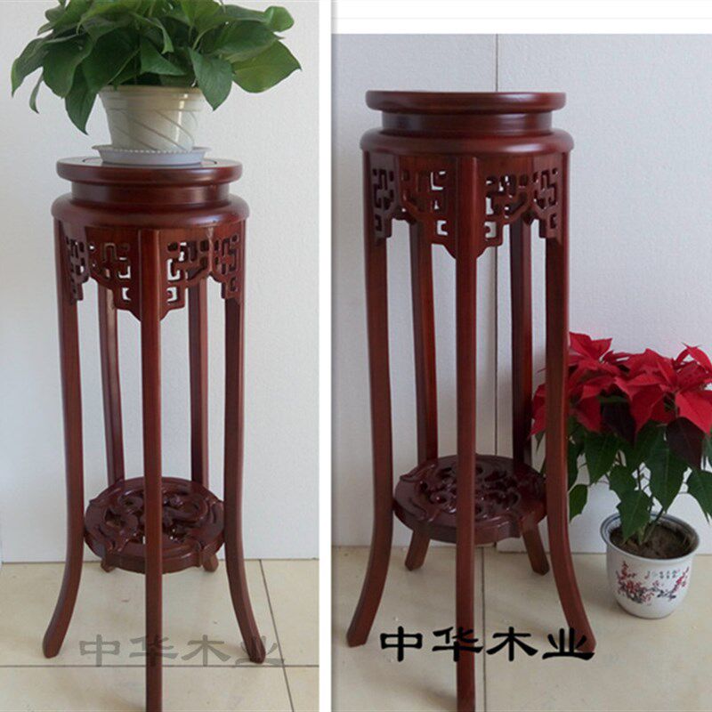 花架实木 仿古花架客厅家具榆木木质家用简约整体阳台绿萝花盆架