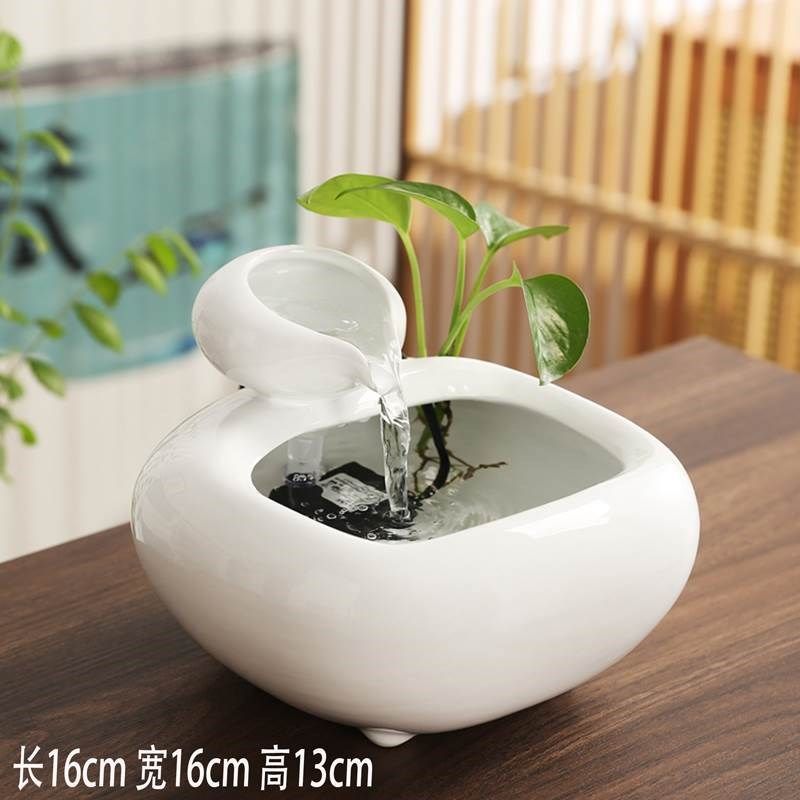 陶瓷流水小摆件家装饰品玄关办公室客厅桌面喷泉工艺品创意水景
