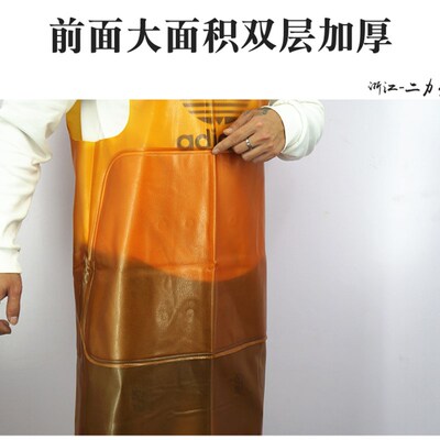 双层加厚石材防水耐磨牛筋围裙加大特长皮围腰水产工业食堂防油污