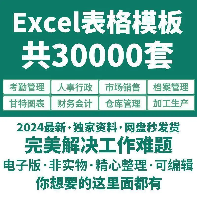 Excel电子版表格模版文员财务常用考勤绩效工资记账销售生产计划