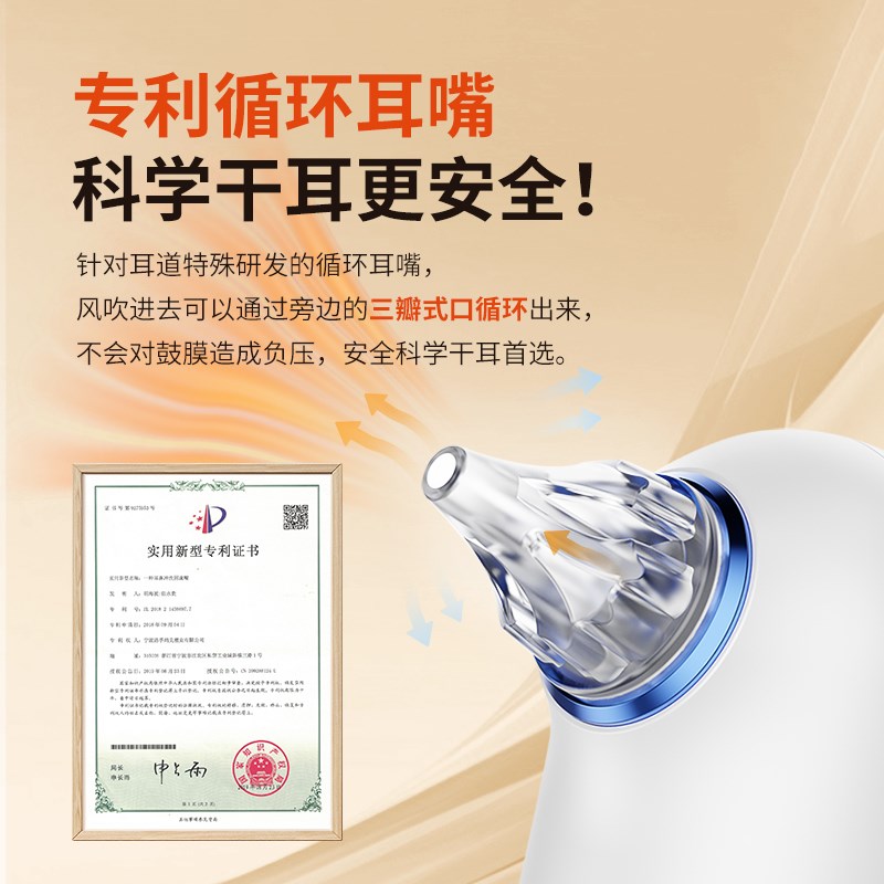 善尼体智能恒温干耳器耳道干燥器耳朵潮湿中耳油耳朵红光护理干燥