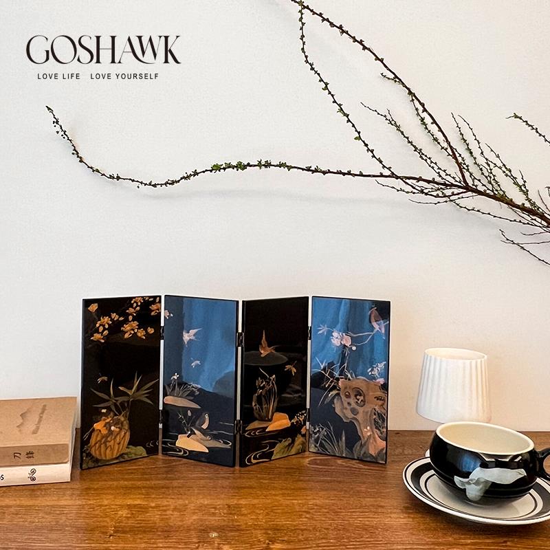 GOSHAWK 2025年新款桌面屏风古风中国风客厅折叠玄关摆件创意礼品