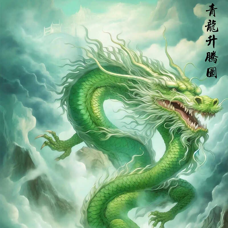 青龙升腾卷轴挂画青龙画像丝绸画龙画像装饰画定制客厅书房壁画