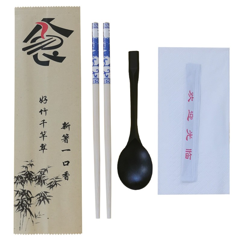 一次性筷子四件套四合一套装打包外卖饭店商用竹筷勺子二合一定制