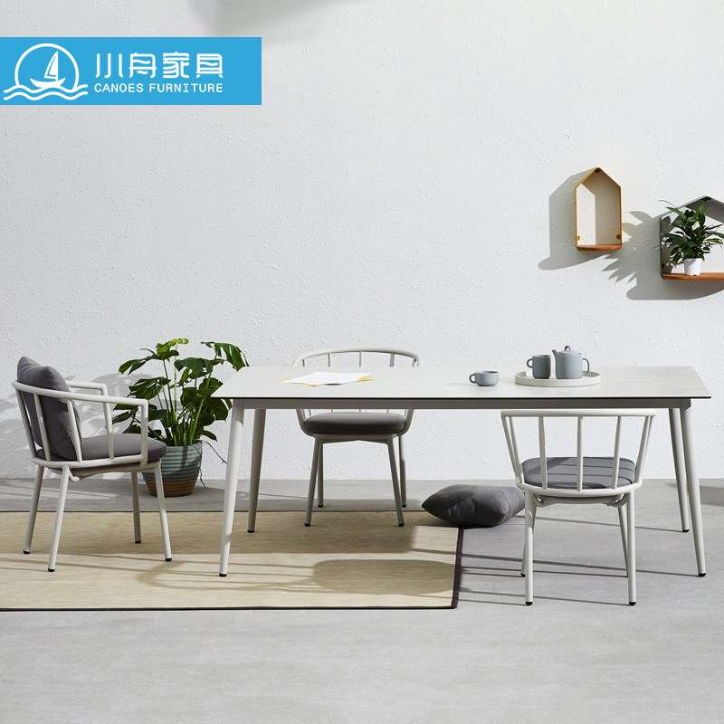 简约现代户外家具铝合金餐椅庭院花园咖啡椅高脚椅吧凳靠背椅组合