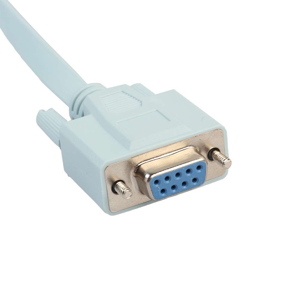 蓝色扁平全铜线路由器交换机调试RJ45公转DB9母1米5连接线