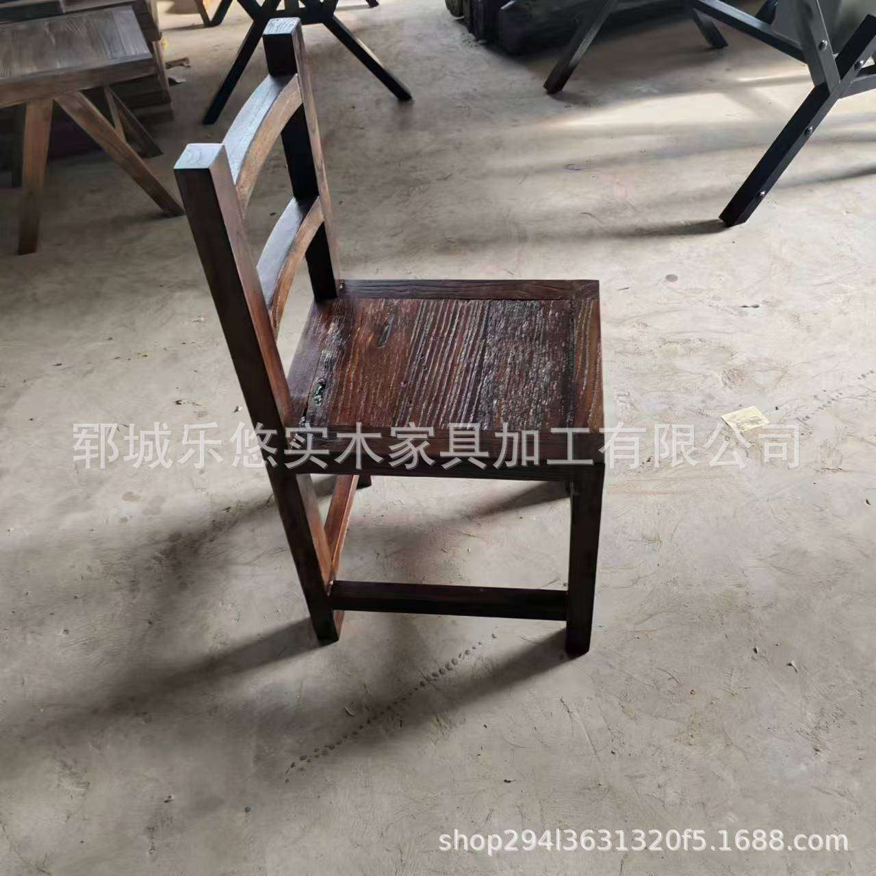复古做旧椅子实木靠背椅家用凳子饭店用椅子榆木餐桌椅民宿家具