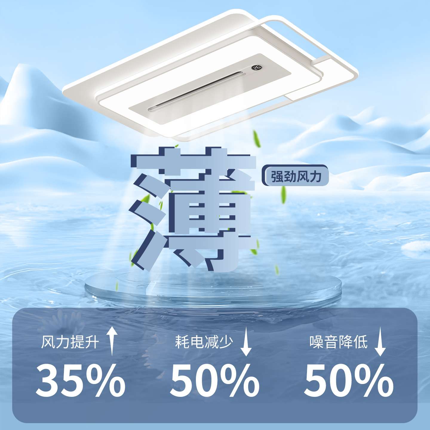 客厅隐形风扇灯现代简约静音无叶超薄轻奢智能大厅护眼吸顶灯440L