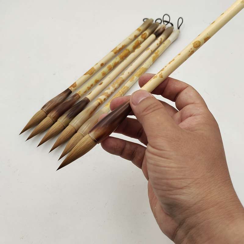 寻艺轩纯狼毫毛笔牛角斗内外上下一口料纯辽尾毛笔书法创作毛笔