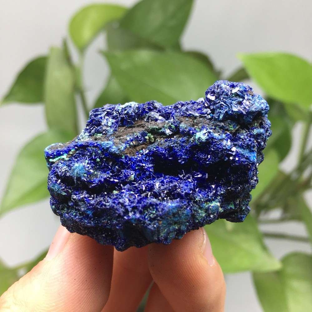 天然蓝铜矿原石孔雀石共生原矿矿物晶体