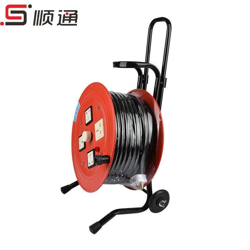 新品 50米手提拖线盘 卷线盘380V托线盘3*2.5m3+1移动绕线电缆盘