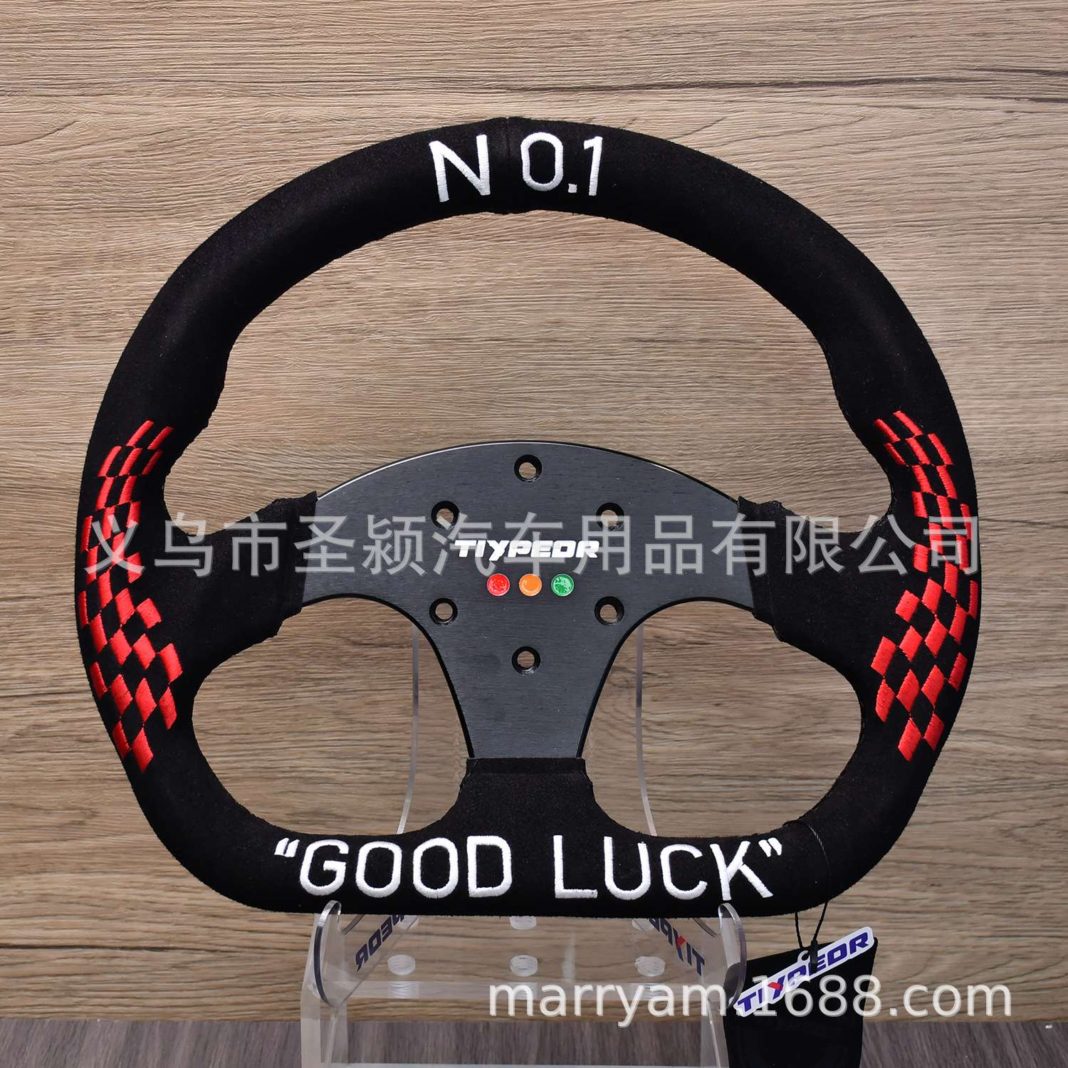 汽车改装方向盘D字 14寸翻毛皮NO GOOD磨砂赛车竞技越野方向盘