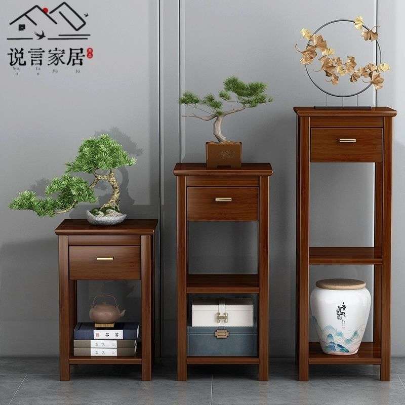 楠竹客厅带抽屉床头置物架花台摆台家具架竹架床头柜竹艺新中式