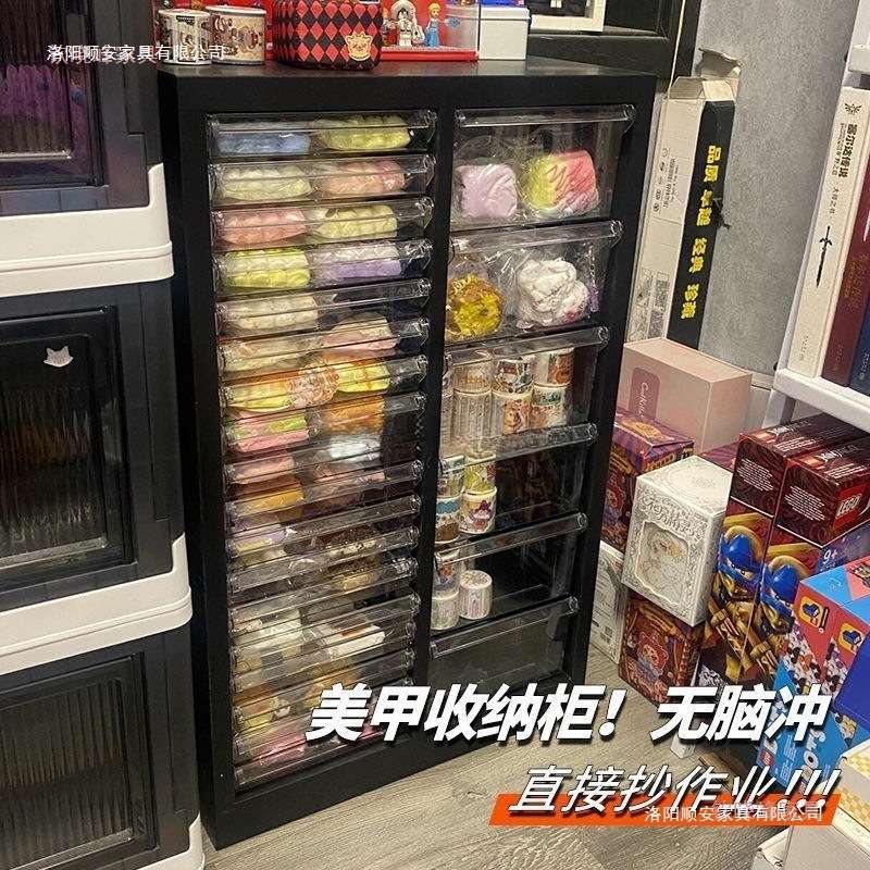 美甲收纳柜美甲店甲油胶多层平底4文件柜抽屉式带轮落地式样品柜