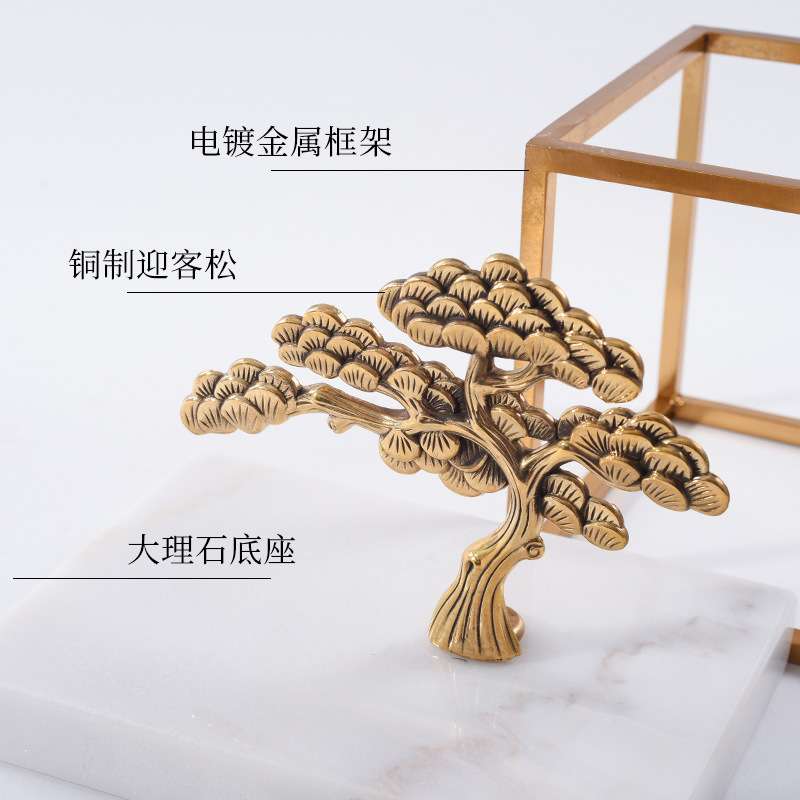新中式金属银杏叶摆件客厅茶几电视柜创意大理石样板房间装饰摆设