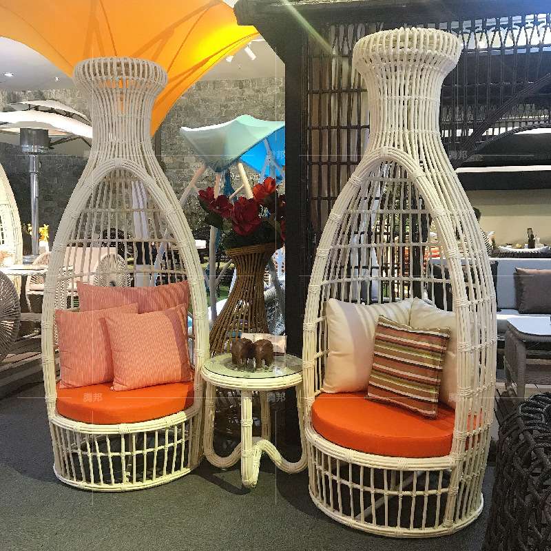 庭院花园茶几户外组合藤编酒店露台休闲个性藤椅阳台桌椅时尚别墅