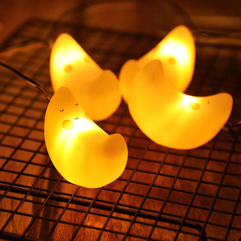 led 灯串装饰灯氛围灯布置灯节日装饰品室内电池盒月牙彩灯