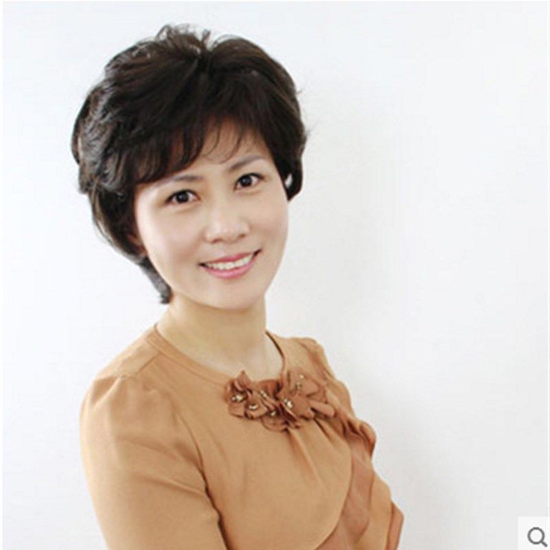 假发女短发中老年蓬松自然送妈妈假发短卷发真人发丝化疗假发头套