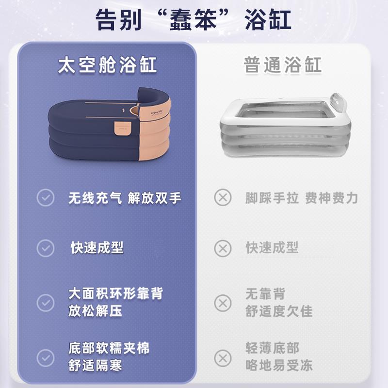 折叠浴缸大人家用成人全身汗蒸洗澡泡澡桶儿童坐浴盆加厚充气浴缸
