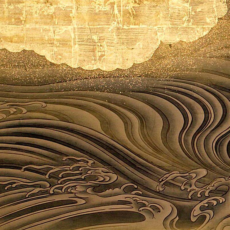 抽象山水新中式金色山水图餐厅酒店卧室竖版有框装饰画客厅油画布