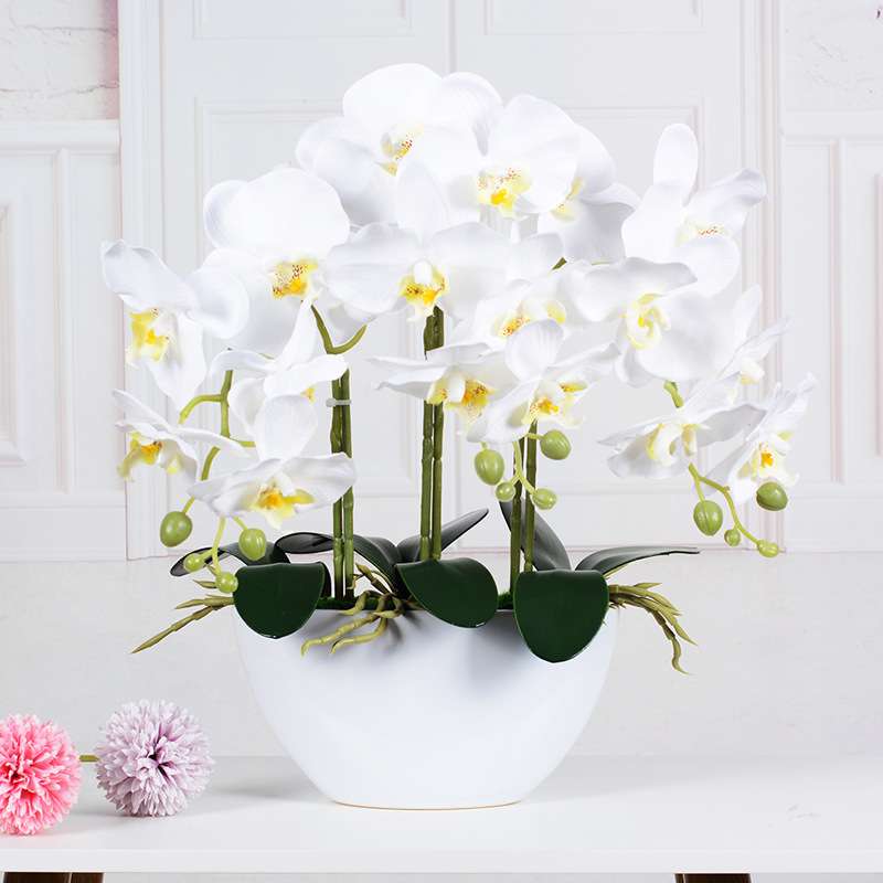工厂直销蝴蝶兰仿真花摆件客厅手感兰花假花桌面花艺餐桌花娟花