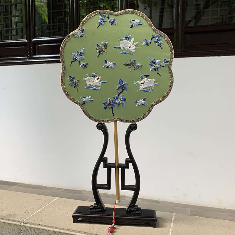 苏州刺绣古风扇子绣花湘妃竹手工苏绣圆扇竹制宫廷双面汉服团扇