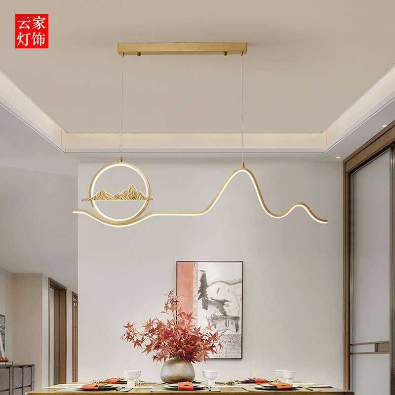 新中式全铜吊灯餐厅禅意灯圈吧台创意茶室家居客厅摆设商场装饰品