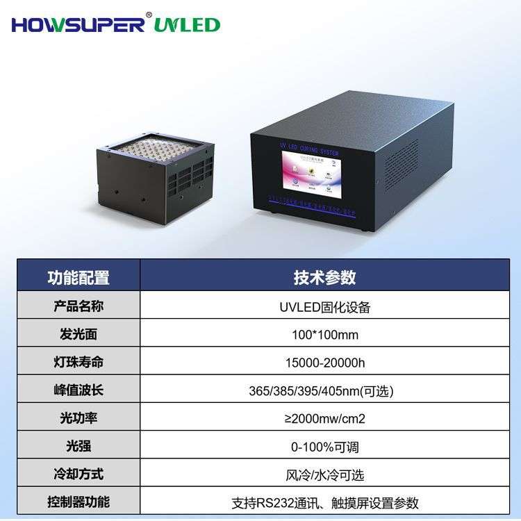 面光源uvled固化灯大功率UV紫外线固化灯100*100mm 365nm固化灯