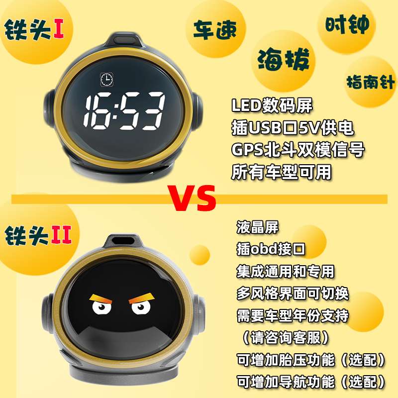 车载hud抬头显示器obd液晶仪表导航胎压水温涡轮油耗铁头
