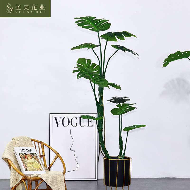 北欧仿真植物龟背树假绿植大型龟背盆景客厅摆设落地盆栽室内装饰